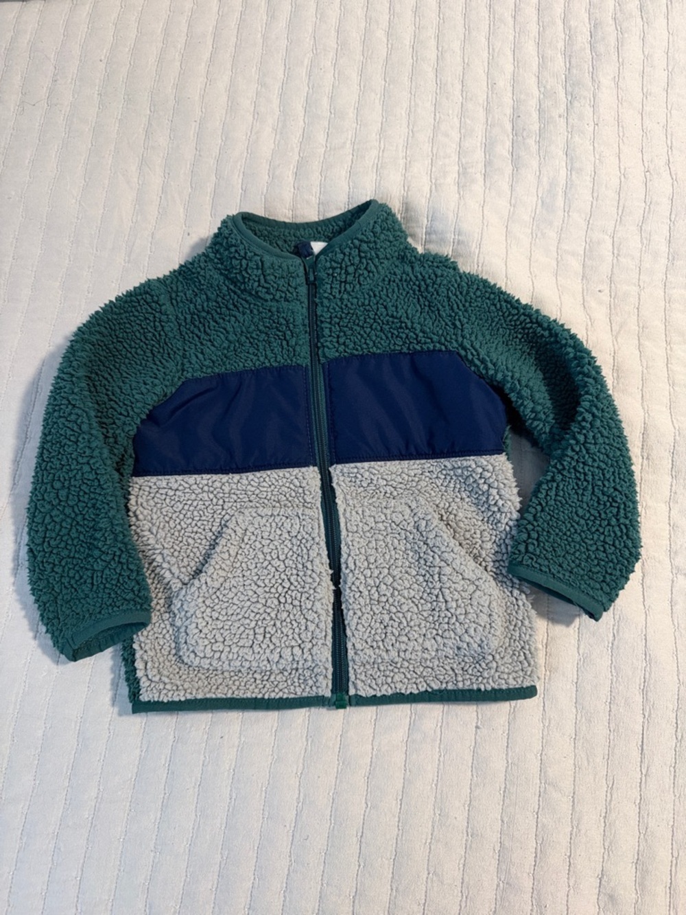 Carter's Cozy Sherpa Jacket in Teal & Navy Panel